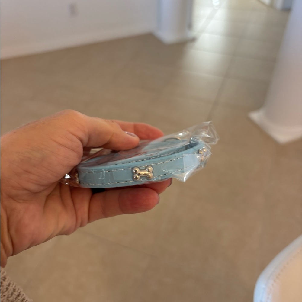 Light Blue Dog Collar with Silver Bone Charm - Picture 7 of 7